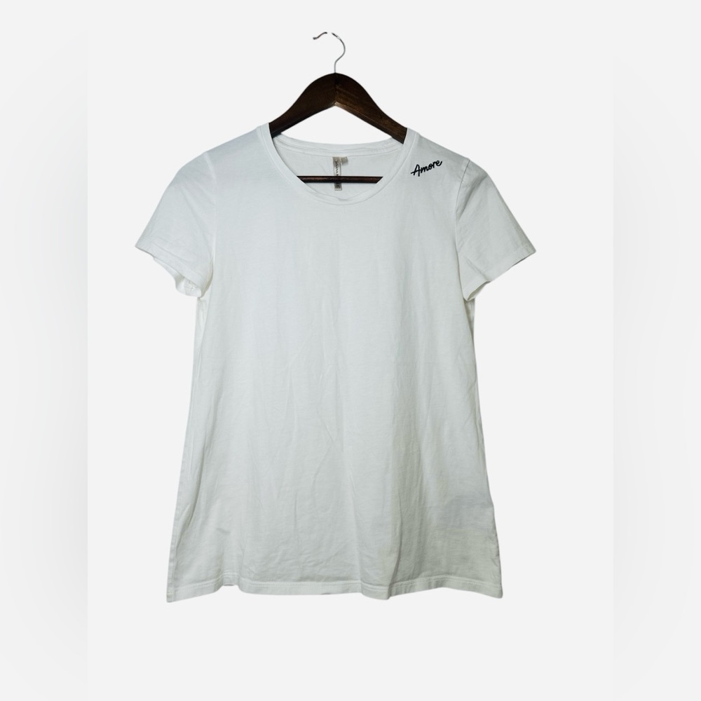 Banana Republic The Signature Tee XS White Amore Embroidered Short Sleeve Tee